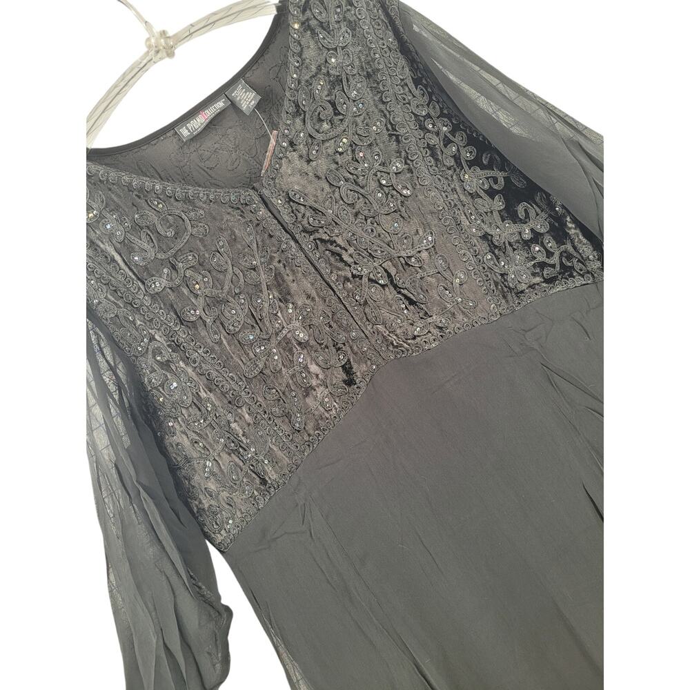 Pyramid Collection Velvet Maxi Dress Black‎ Y2K Whimsy Goth Plus